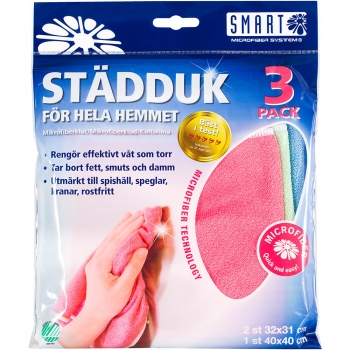 Reinigungslappen 3-Sätze "Smart Microfiber" - Schweden (Ideal zur Reinigung von Küchen-, Badezimmer- und Metalloberflächen)